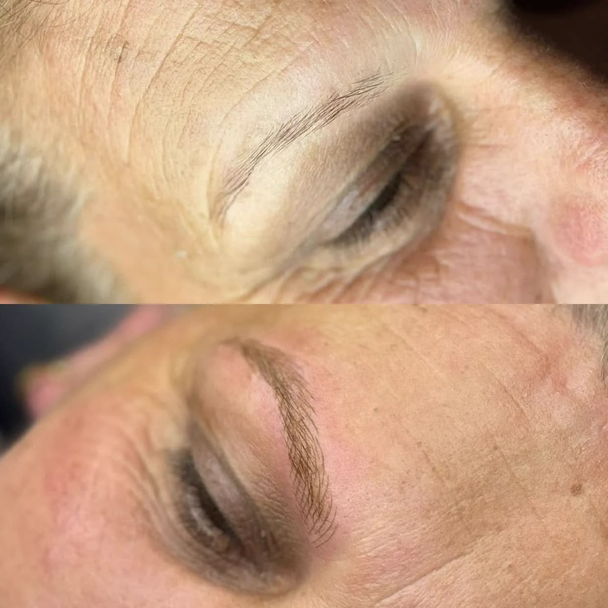 Vorher und nachher Microblading bei BEAU.TÉ, echtes Kundinnen-Resultat mit feiner Härchentechnik